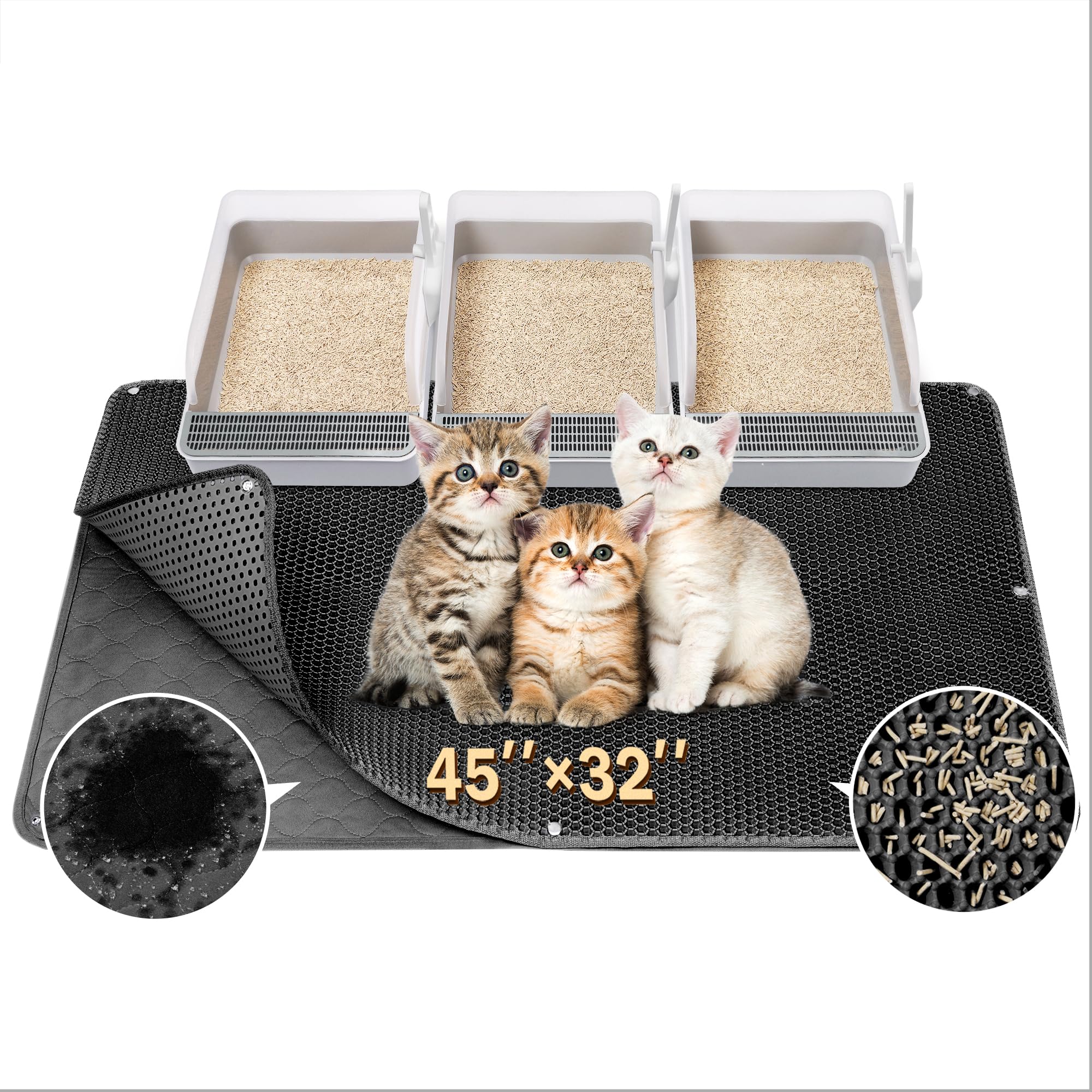 BurgeonNest cat litter mat honeycomb layer traps litter for quick disposal.
