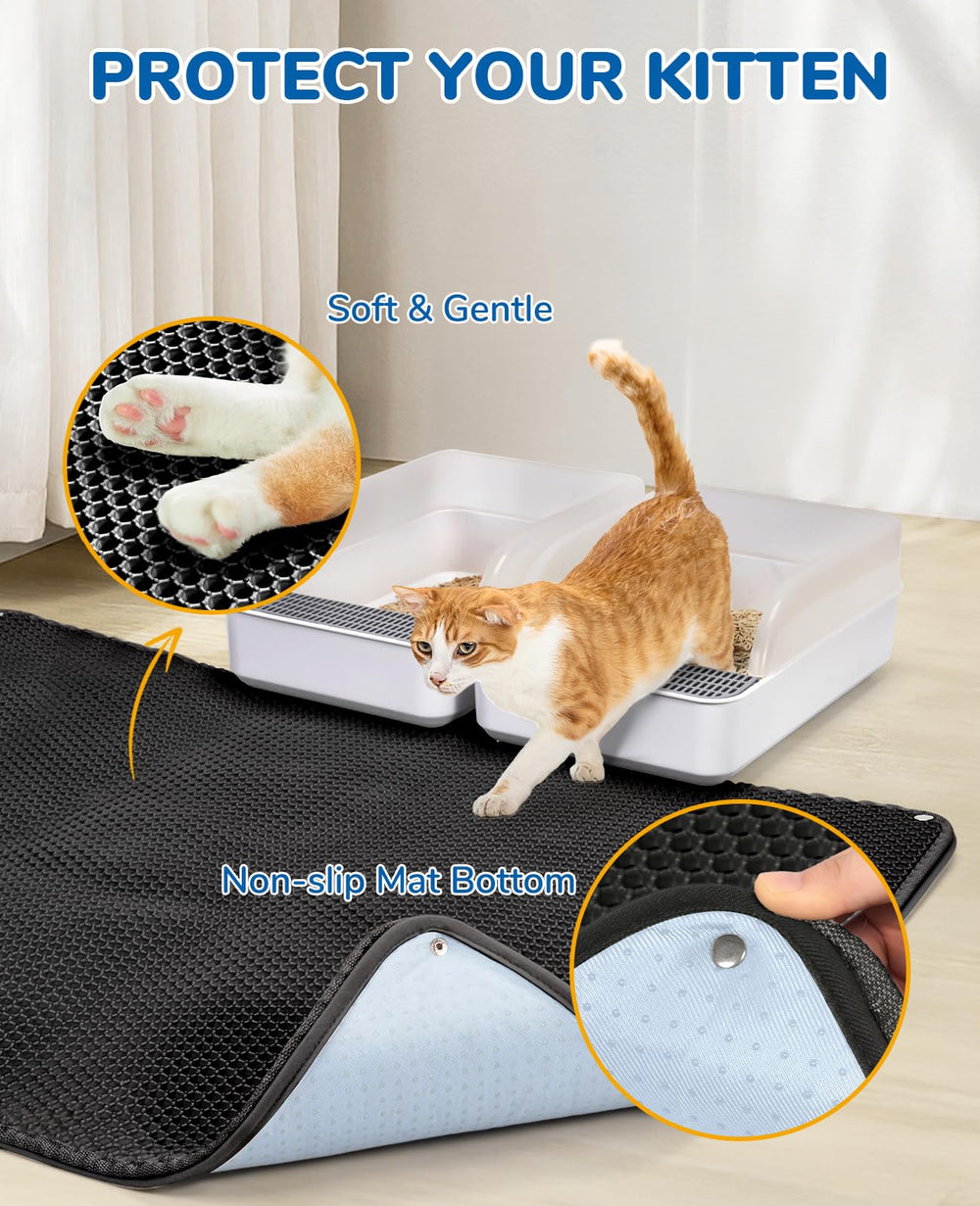 BurgeonNest cat litter mat non-slip bottom keeps mat steady.