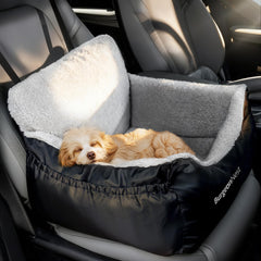 BurgeonNest dog car seat soft plush padding enhances comfort during car rides.