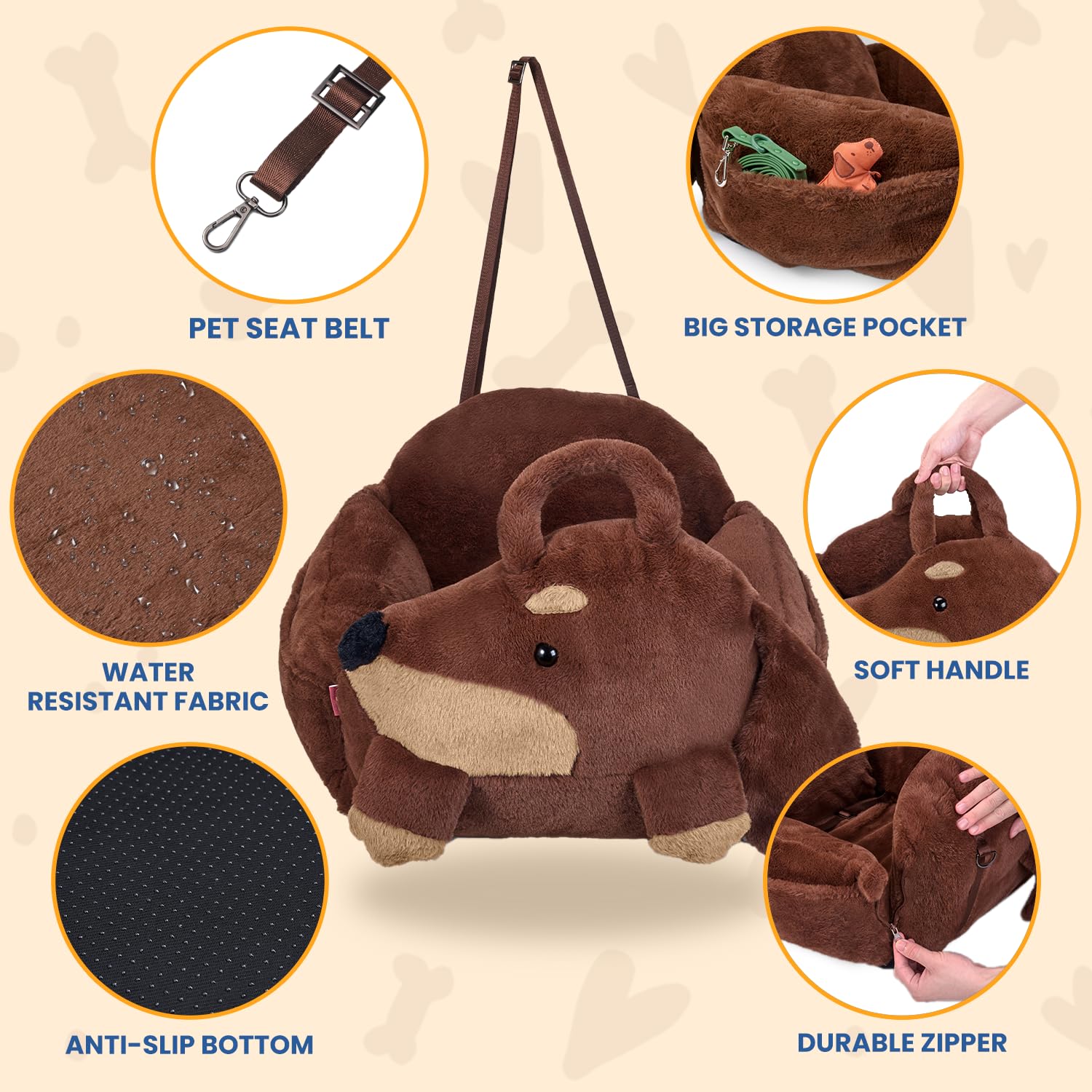 BurgeonNest side pockets store toys and treats within easy reach on trips.