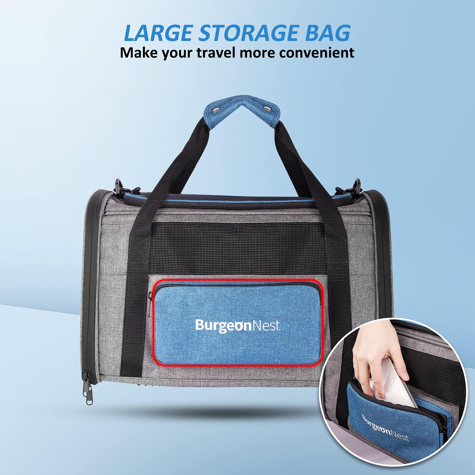 BurgeonNest anti-slip zippers prevent escapes during transport