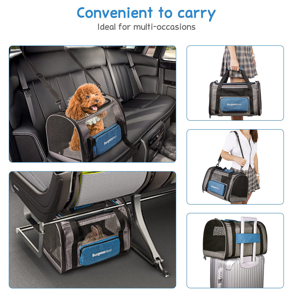 BurgeonNest cat carrier adjustable shoulder strap enables hands-free carrying.