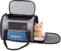 BurgeonNest cat carrier under-seat view demonstrates airline-approved travel convenience.