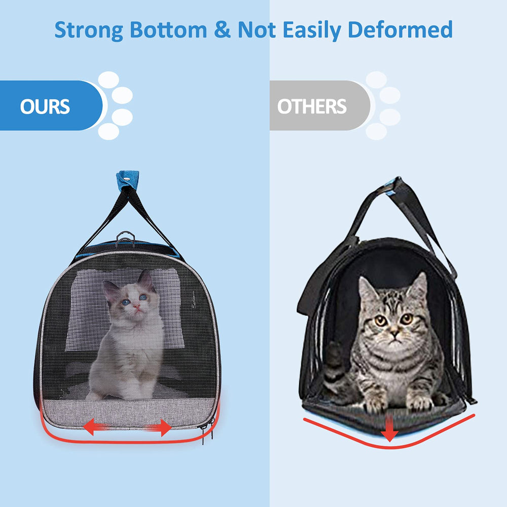 BurgeonNest cat carrier memory metal frame resists collapsing during transport.