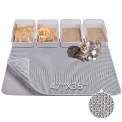 BurgeonNest cat litter mat 47x35 top view demonstrates large coverage for multi-cat homes.