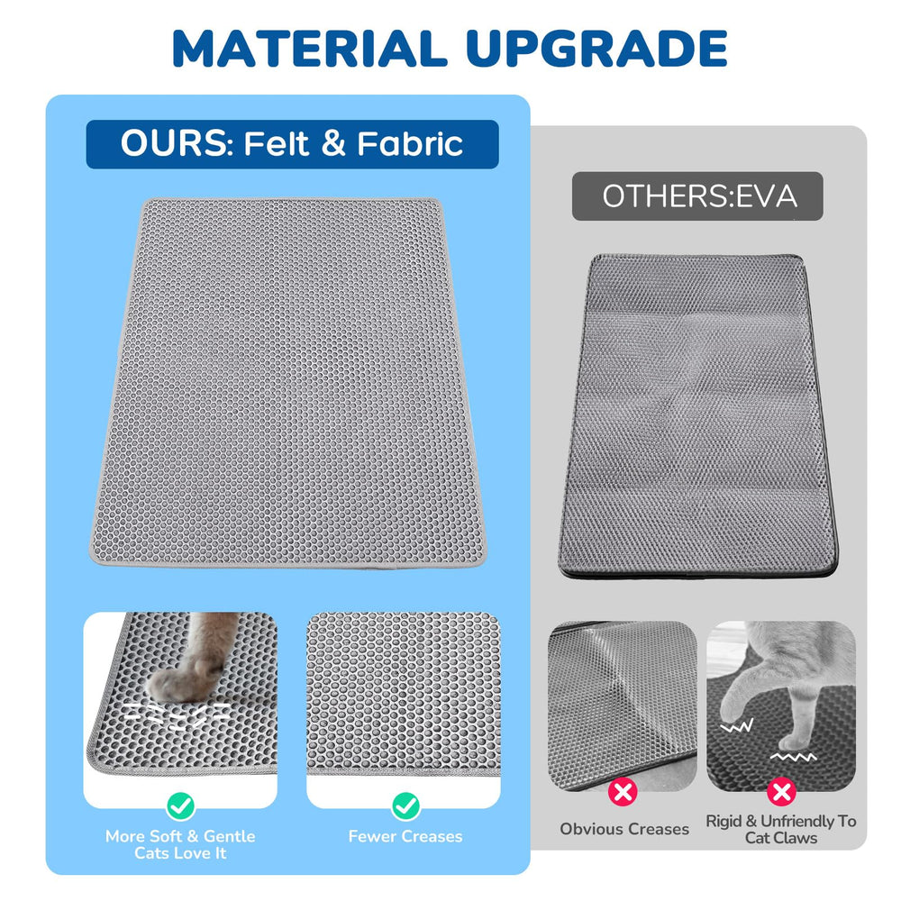 BurgeonNest cat litter mat felt fabric closeup texture highlights soft paws and reduced tracking.