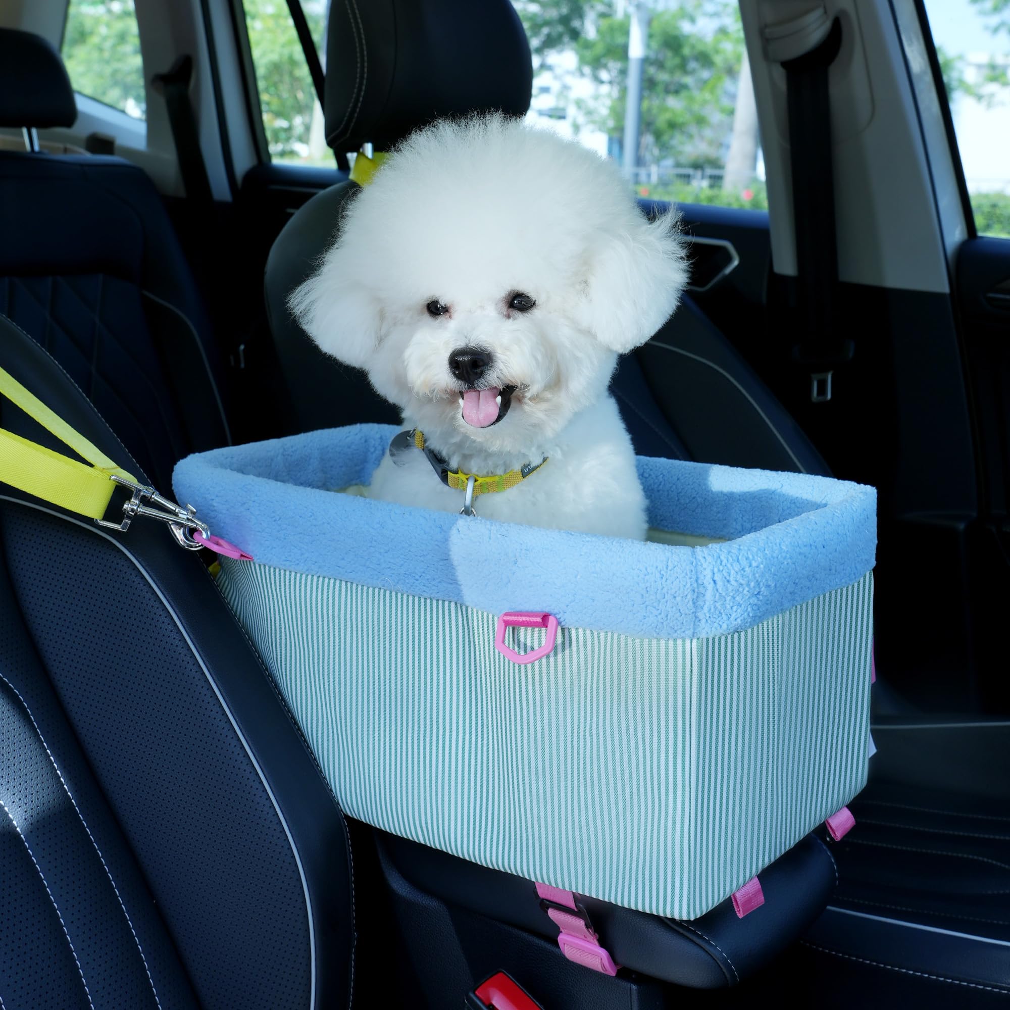 BurgeonNest center-console dog seat installed in car for secure travel