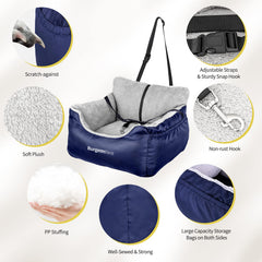 BurgeonNest dog car seat blue fully detachable and washable design