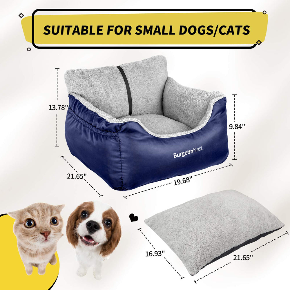 BurgeonNest dog car seat blue side perspective with plush bolster