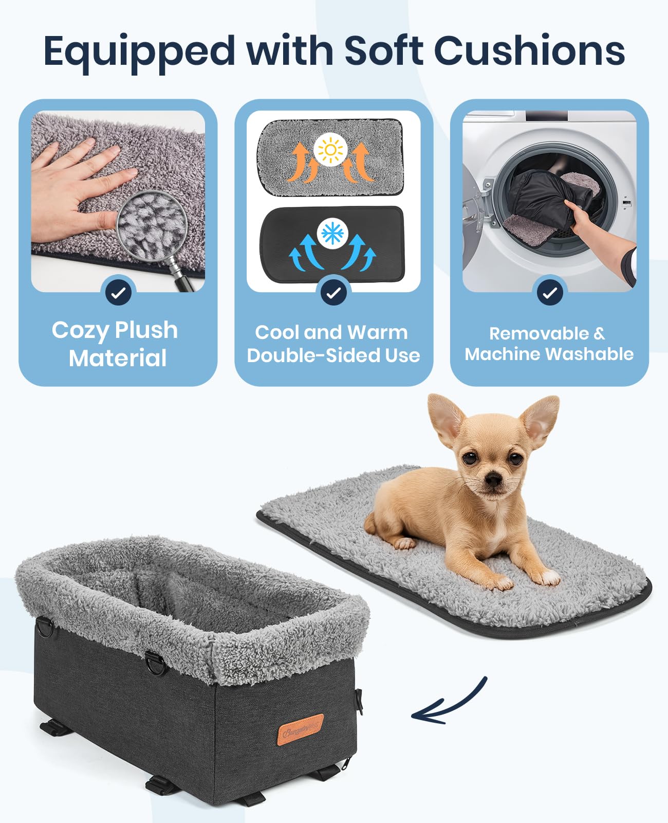 BurgeonNest dog car seat fits various consoles with adjustable orientation.