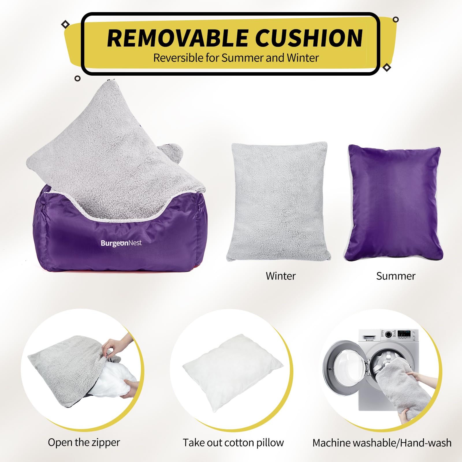 BurgeonNest purple bottom dog seat with anti-slip dots for stability