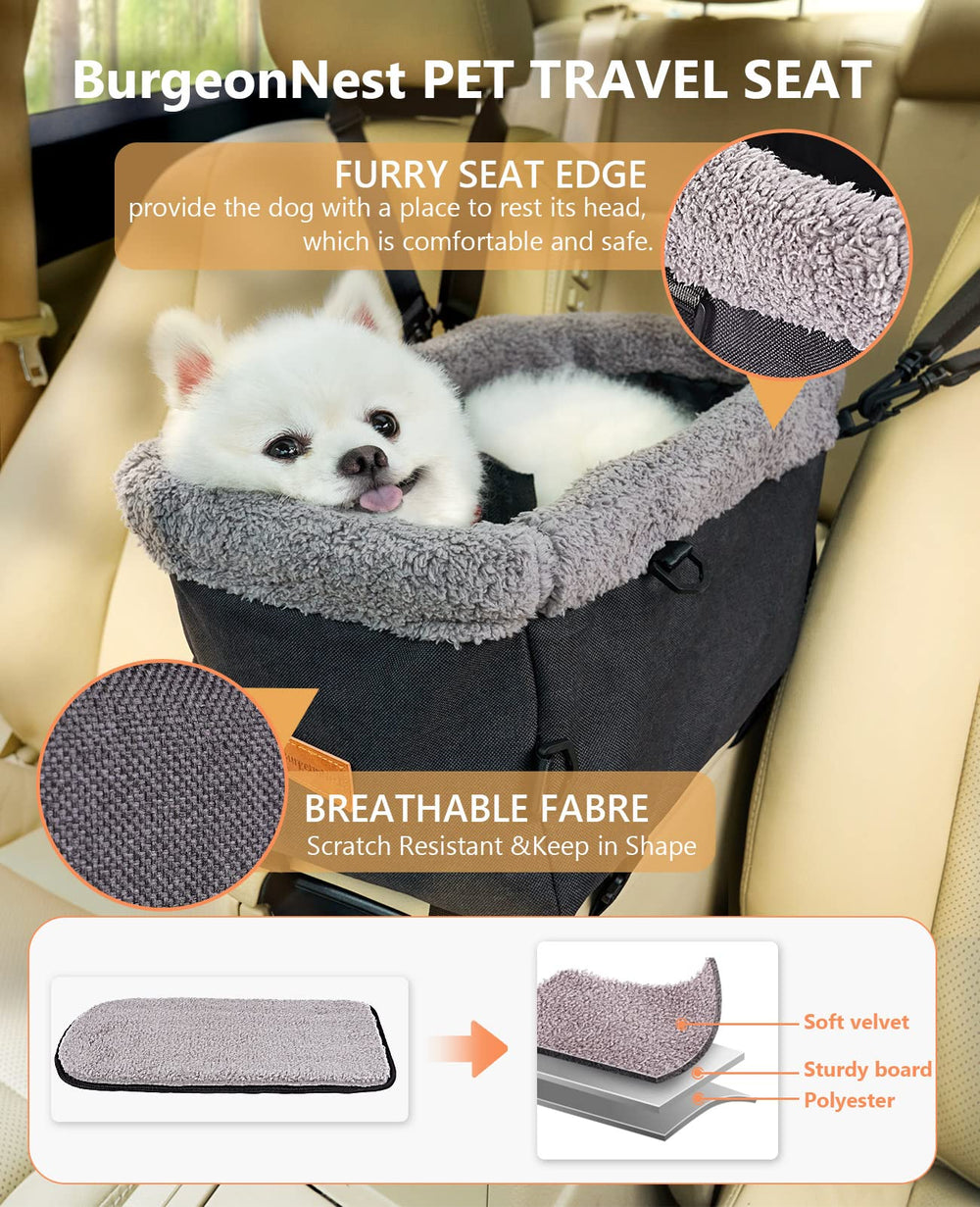 BurgeonNest dog carseat top fluffy edge for cozy comfort during rides