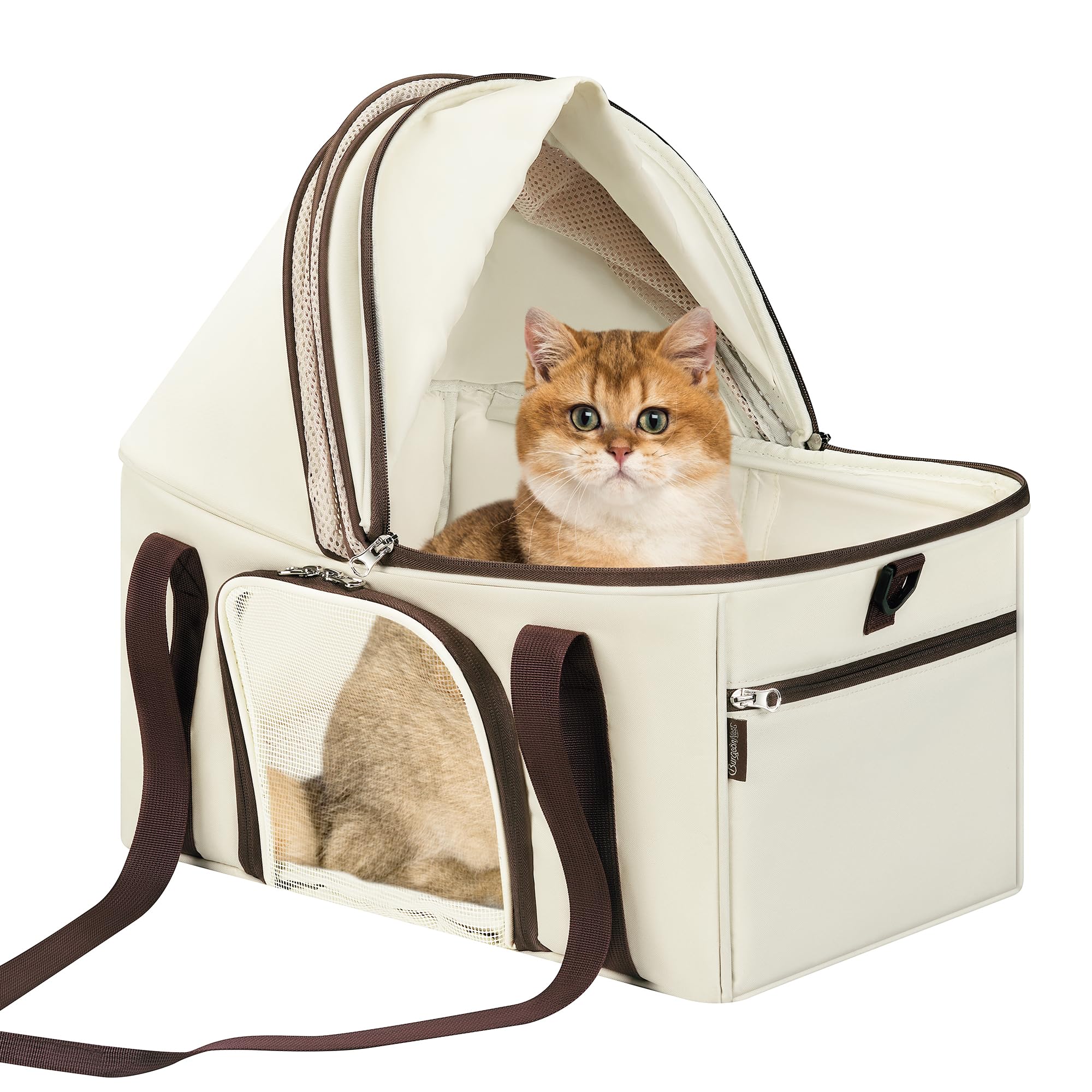 BurgeonNest top-expandable canopy for easy entry and improved ventilation during travel.