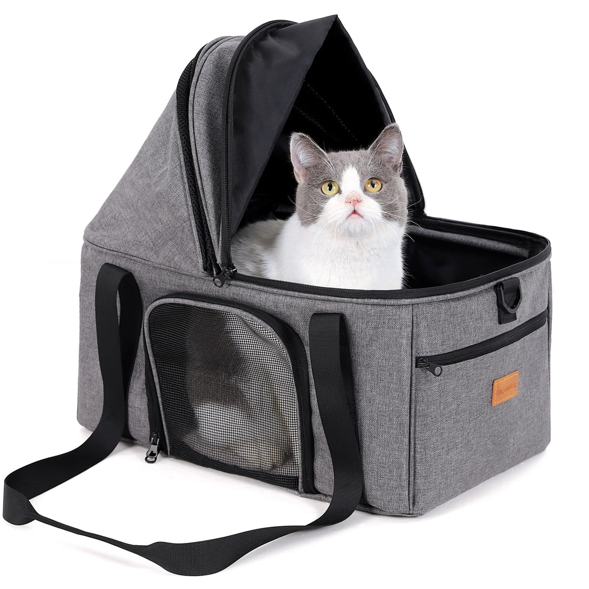 BurgeonNest top-expandable cat carrier front view highlights easy entry and ventilation.