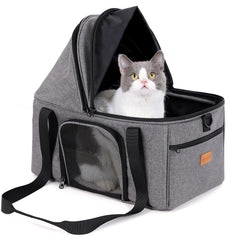BurgeonNest top-expandable cat carrier front view highlights easy entry and ventilation.
