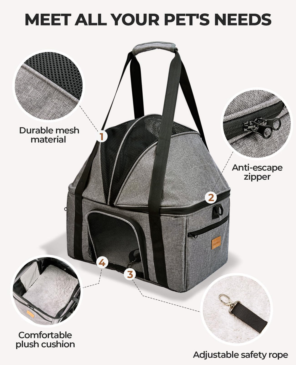 BurgeonNest top-expandable cat carrier interior cushion removable and washable for cleanliness.