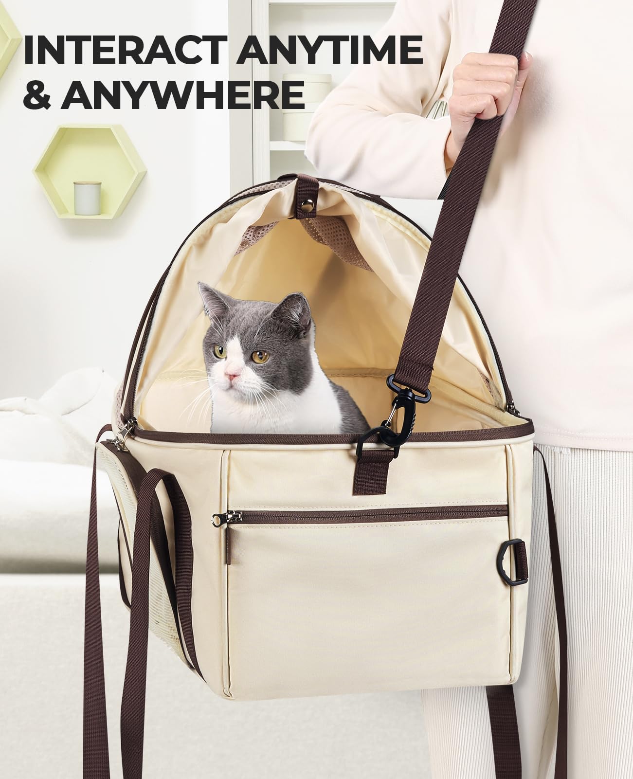 BurgeonNest ventilated mesh panel enhances airflow for pet comfort.