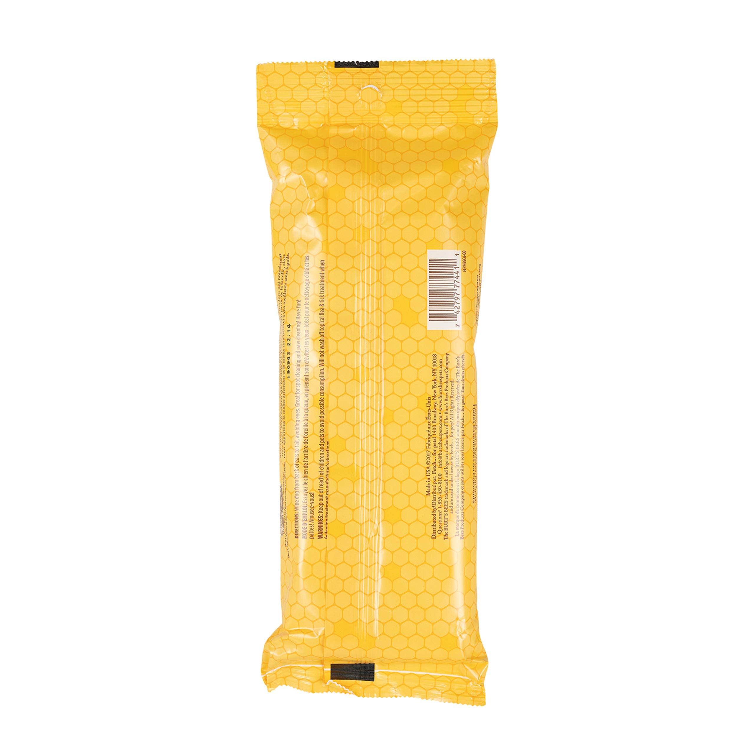 Burt's Bees for Pets dog wipes close-up showing textured sheet for effective cleaning.
