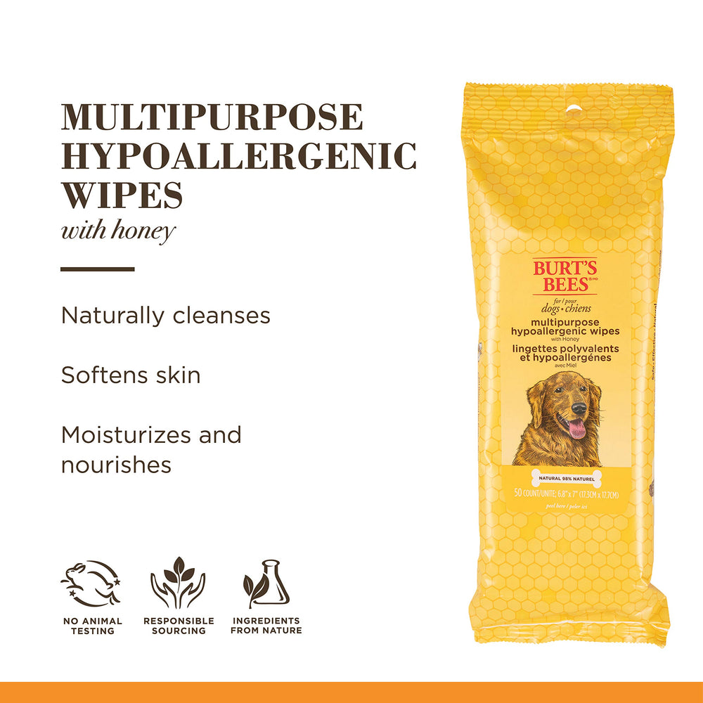 Burt's Bees for Pets odor-reducing wipe refreshing coat between baths.