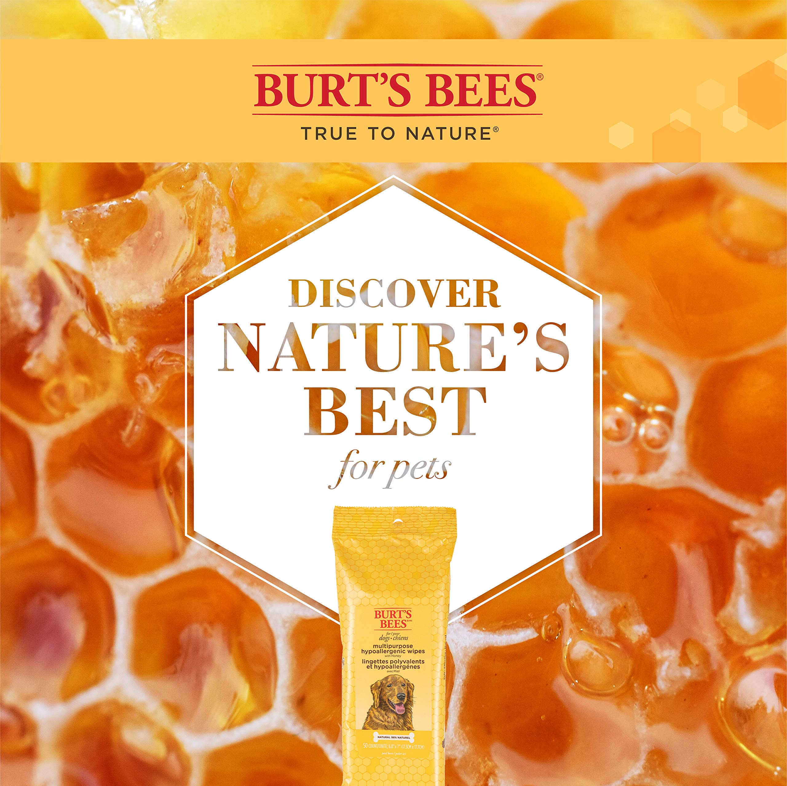 Burt's Bees for Pets wipes made in the USA with gentle ingredients.
