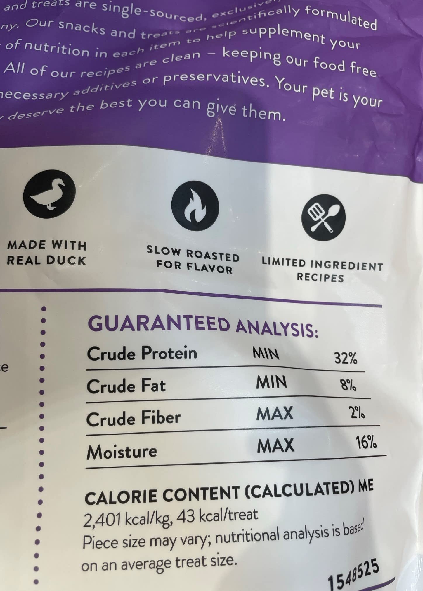 Butcher's Natural Costless duck breast fillets served as a convenient dog treat portion