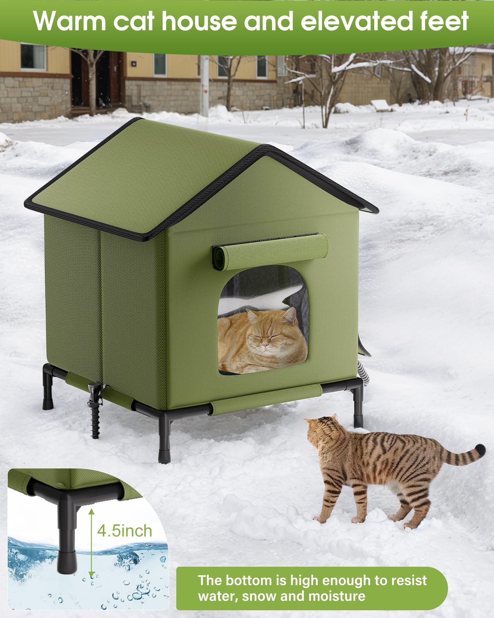 Butifoc heated outdoor cat house easy-assembly allows quick setup in minutes.