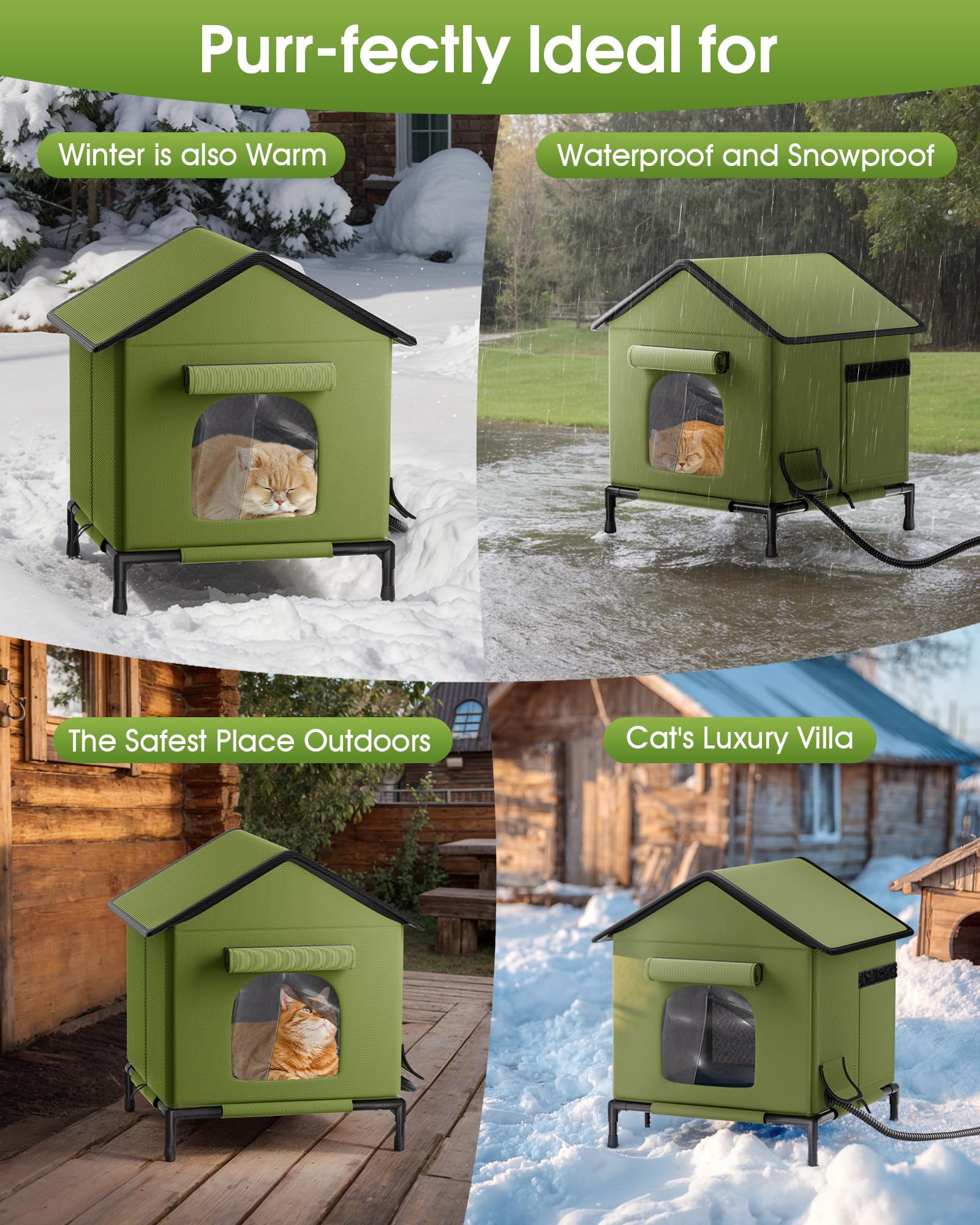 Butifoc heated outdoor cat house in garden or farm offers reliable refuge for feral and small animals.