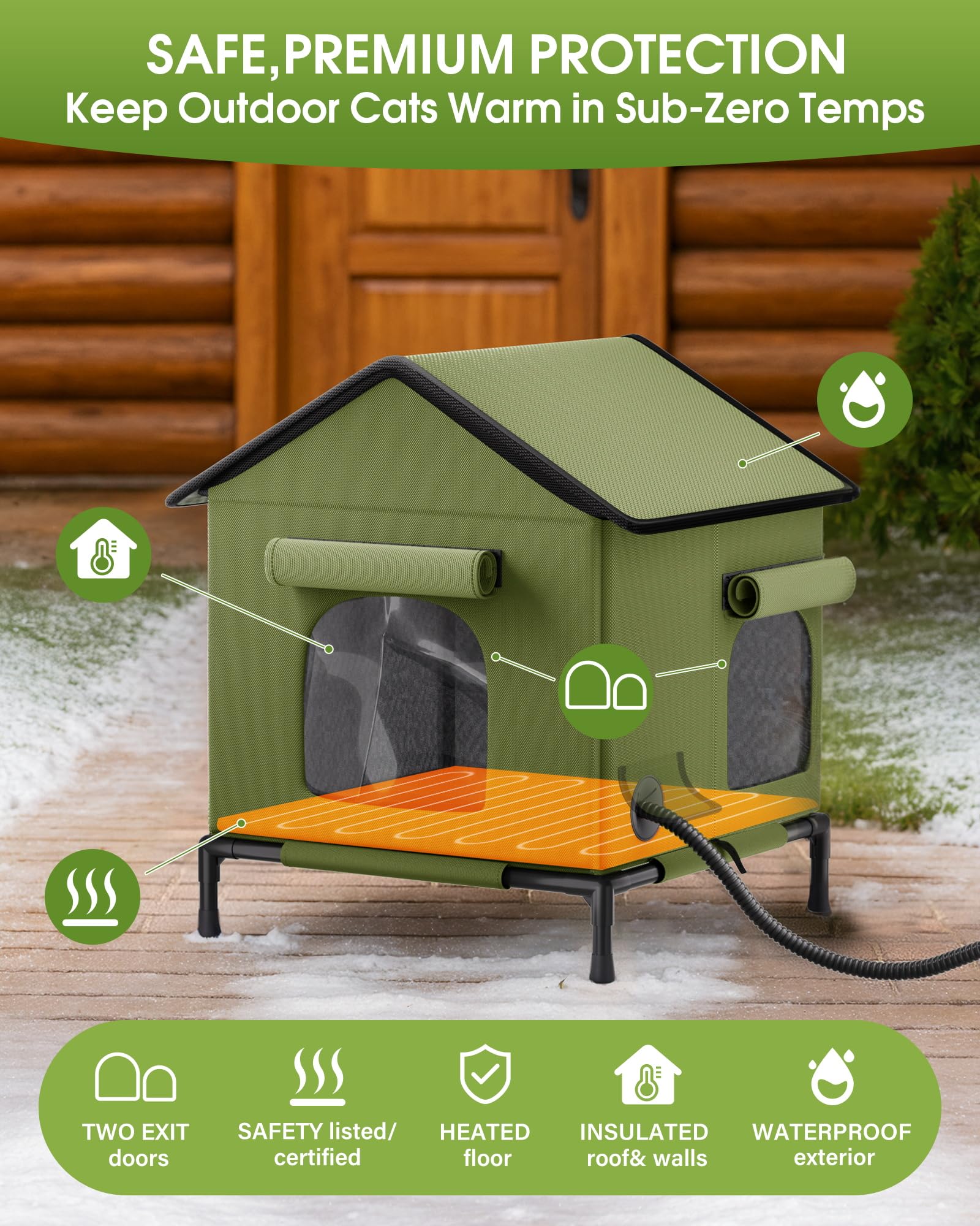 Butifoc heated outdoor cat house interior with warming pad promises cozy warmth for cats.
