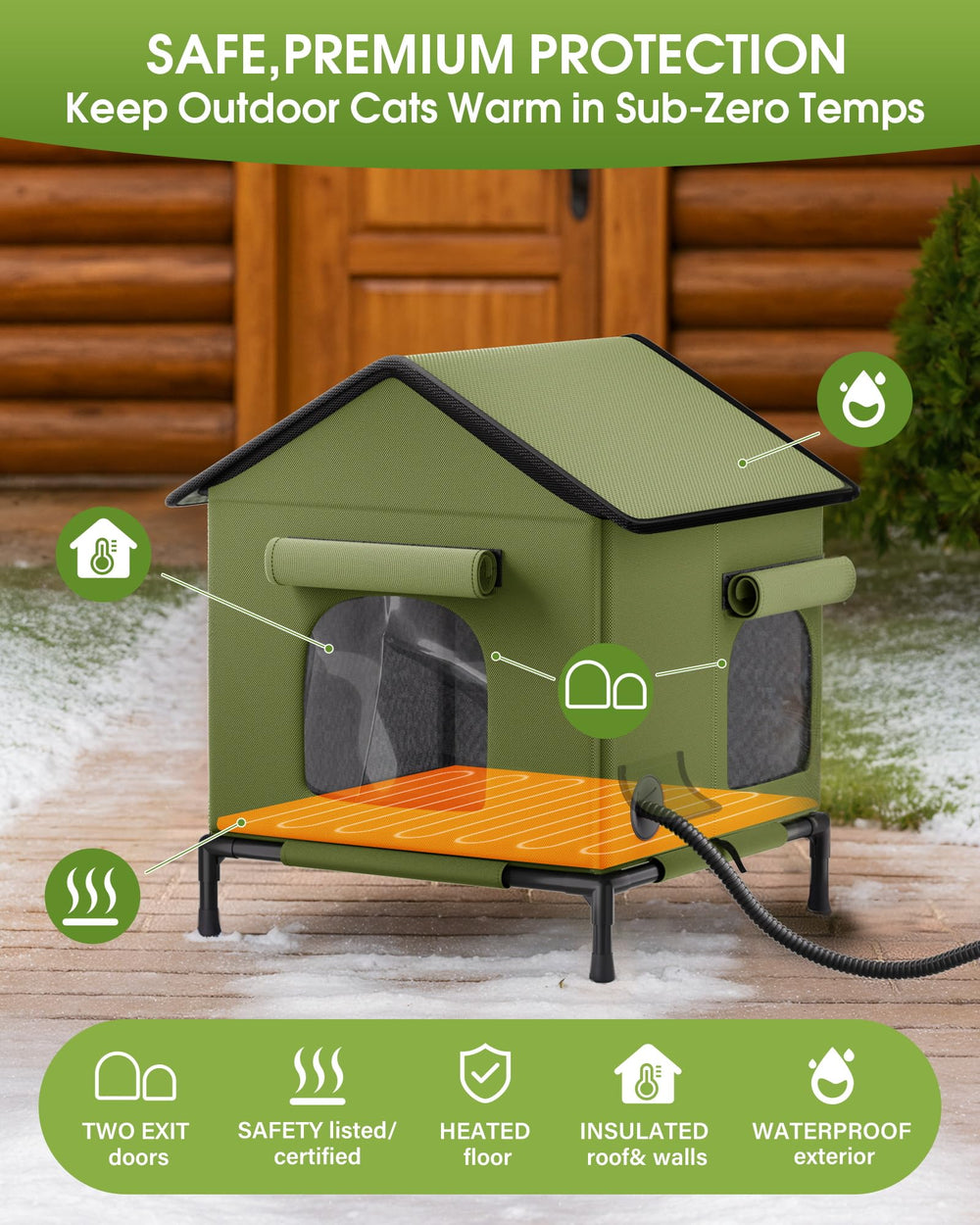 Butifoc heated outdoor cat house interior with warming pad promises cozy warmth for cats.