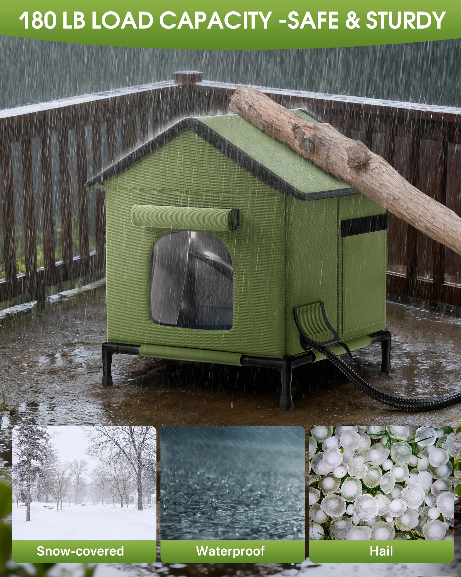 Butifoc heated outdoor cat house weatherproof five-layer insulation protects cats in extreme conditions.