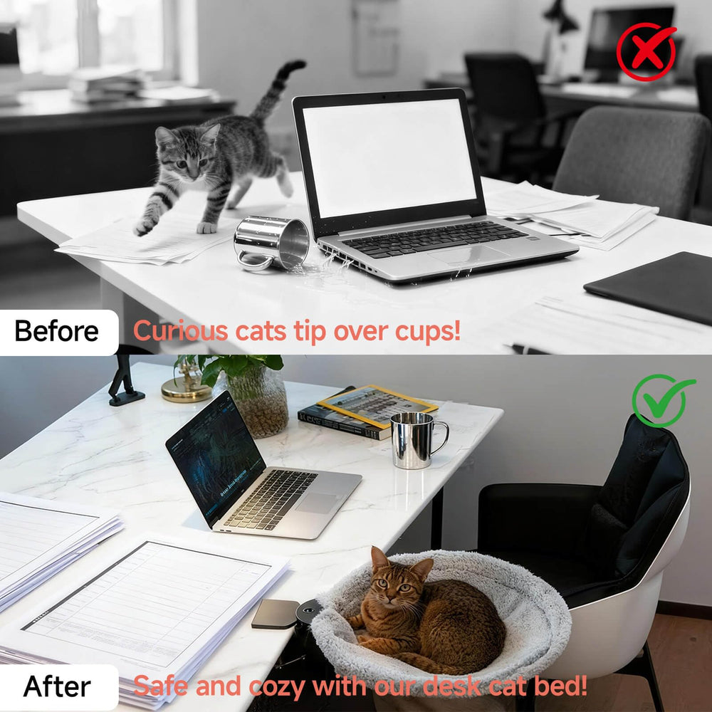 ButtonwoodNest cat cave bed large offers warm cozy retreat on your workspace.