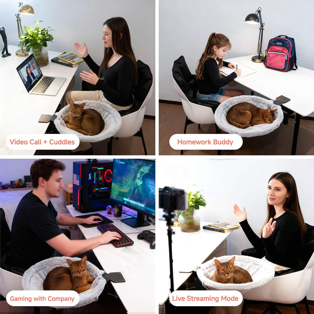 ButtonwoodNest cat desk perch keeps your feline close for quick bonding during work.