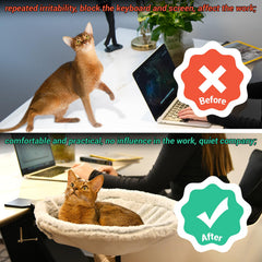 ButtonwoodNest desk cat bed clip-attachment shows easy clamp-on installation for most desks