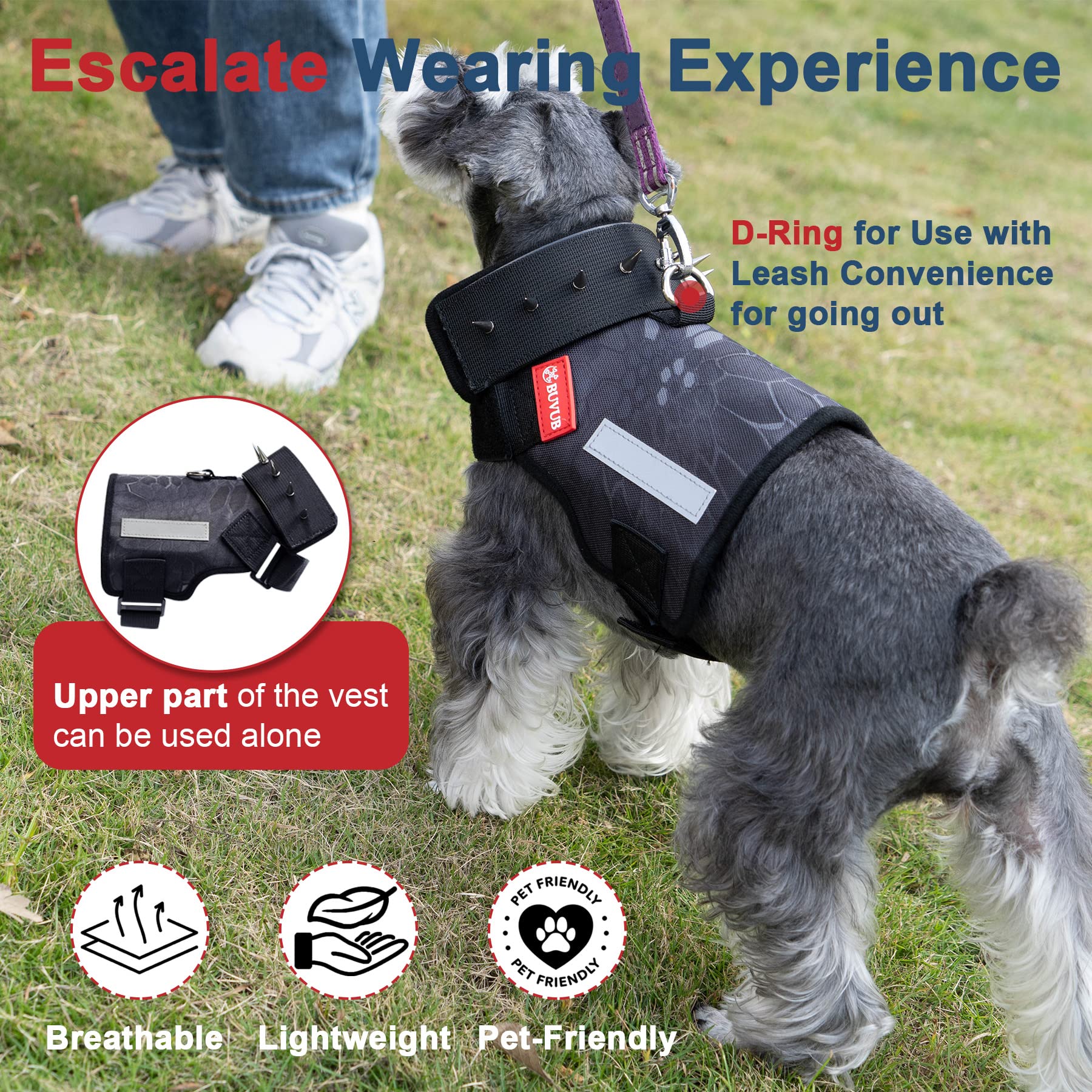 BUVUB vest with reflective strips enhances night visibility during walks.