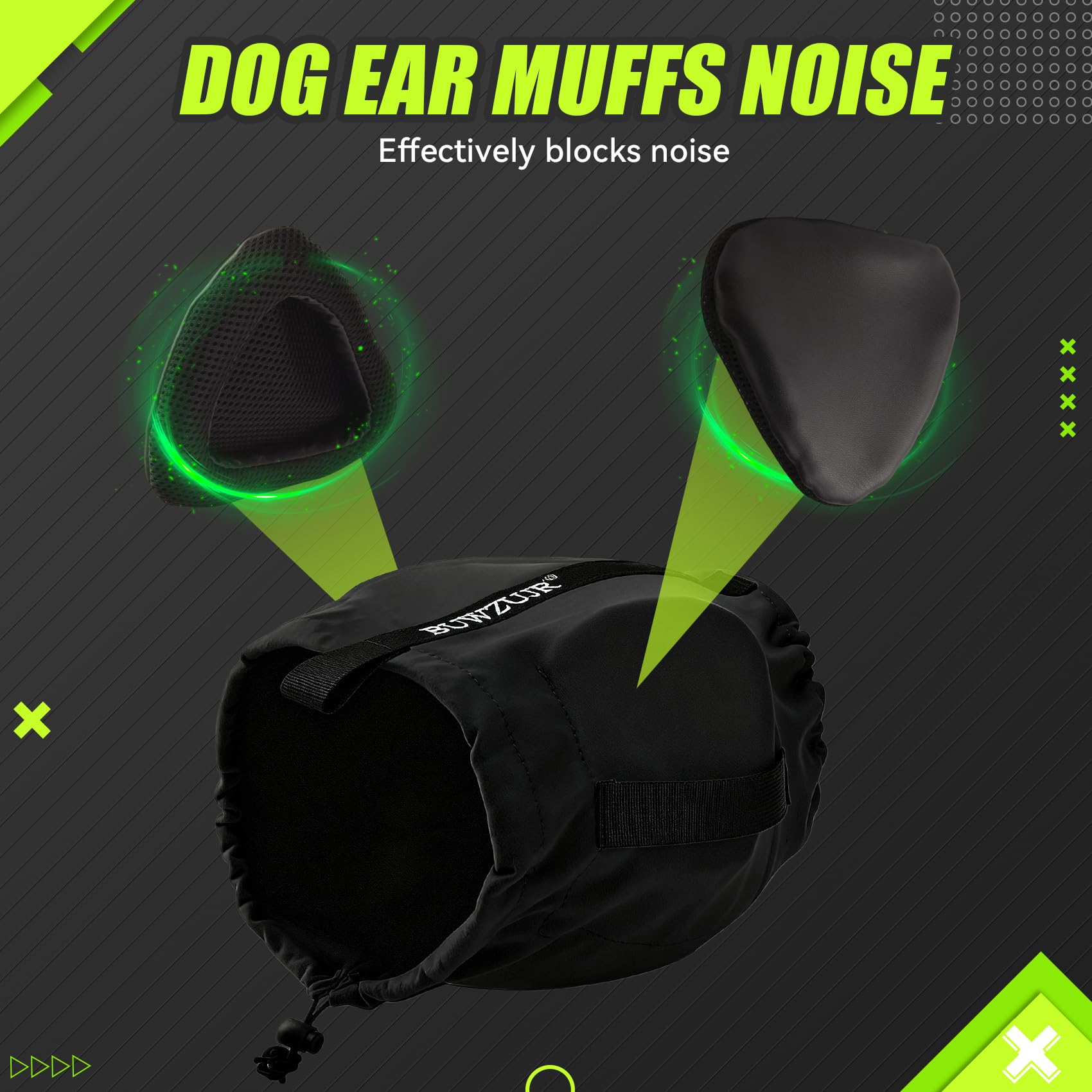 BUWZUJR small black ear muffs for all breeds’ safe listening
