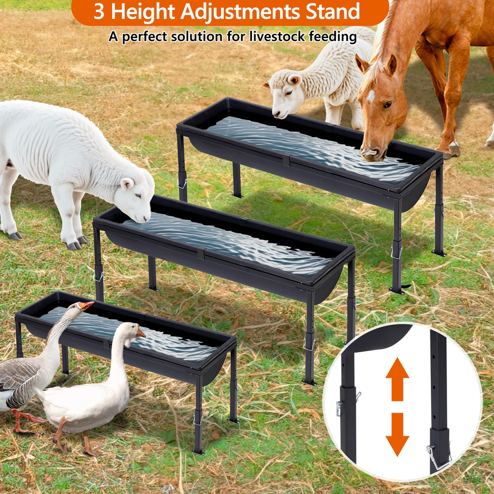 Buyyah Adjustable-Stand trough demonstrates easy height customization for different animals.