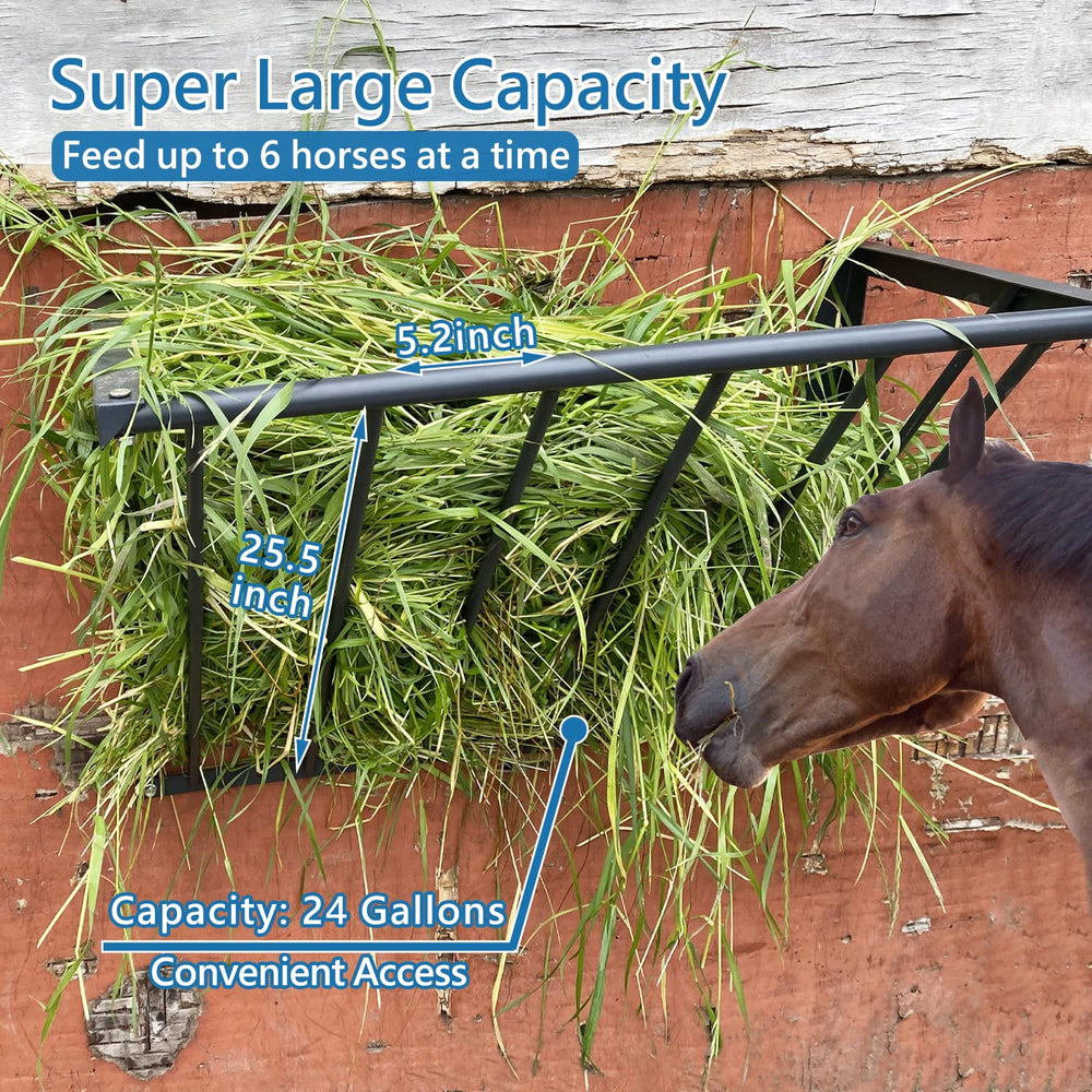BUYYAH hay feeder 24-gallon capacity enables longer feeding intervals.