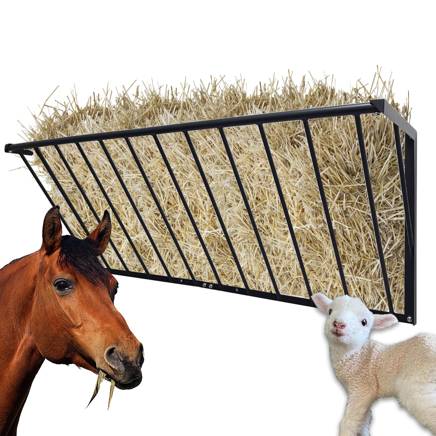 BUYYAH hay feeder 63-inch long provides ample feeding space for multiple horses.