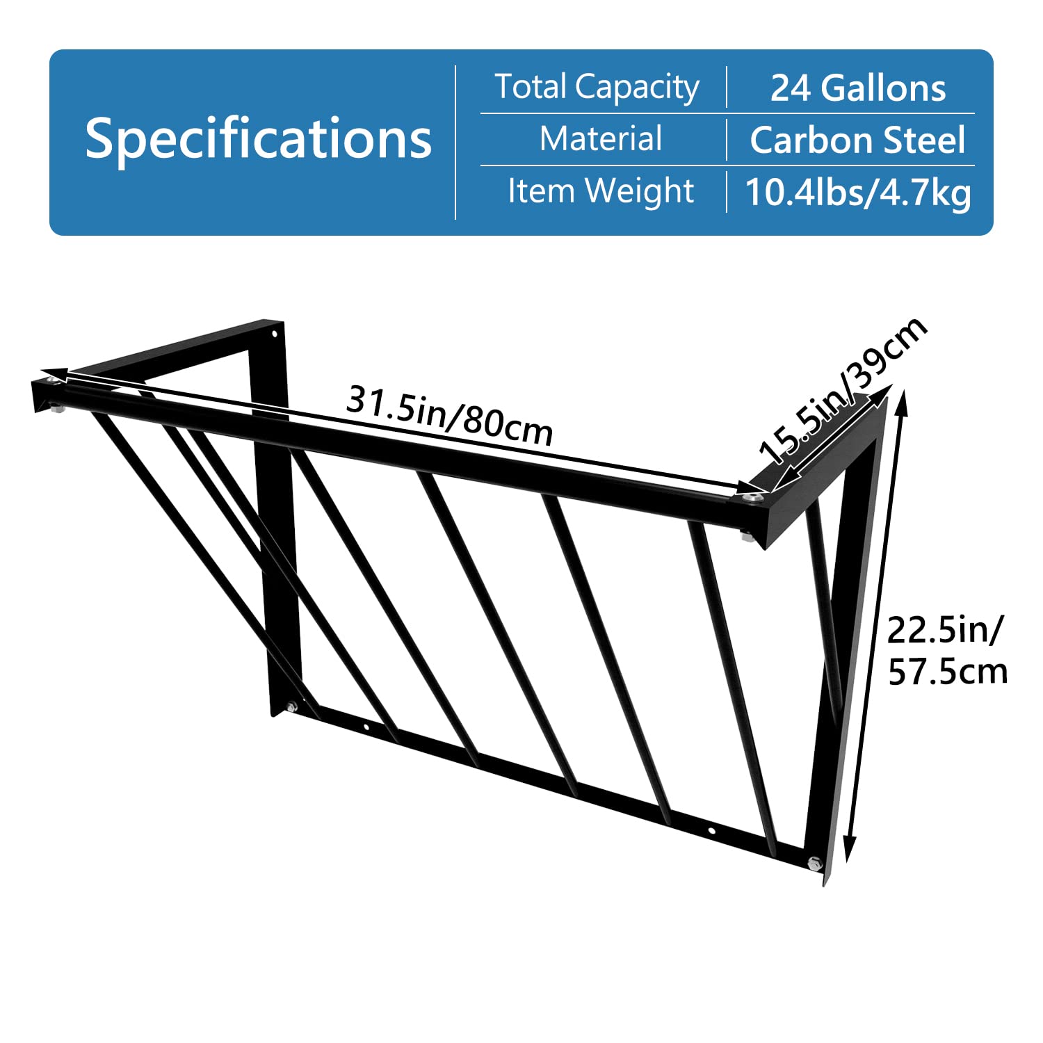 BUYYAH hay feeder side view highlights multi-sided access for animals.