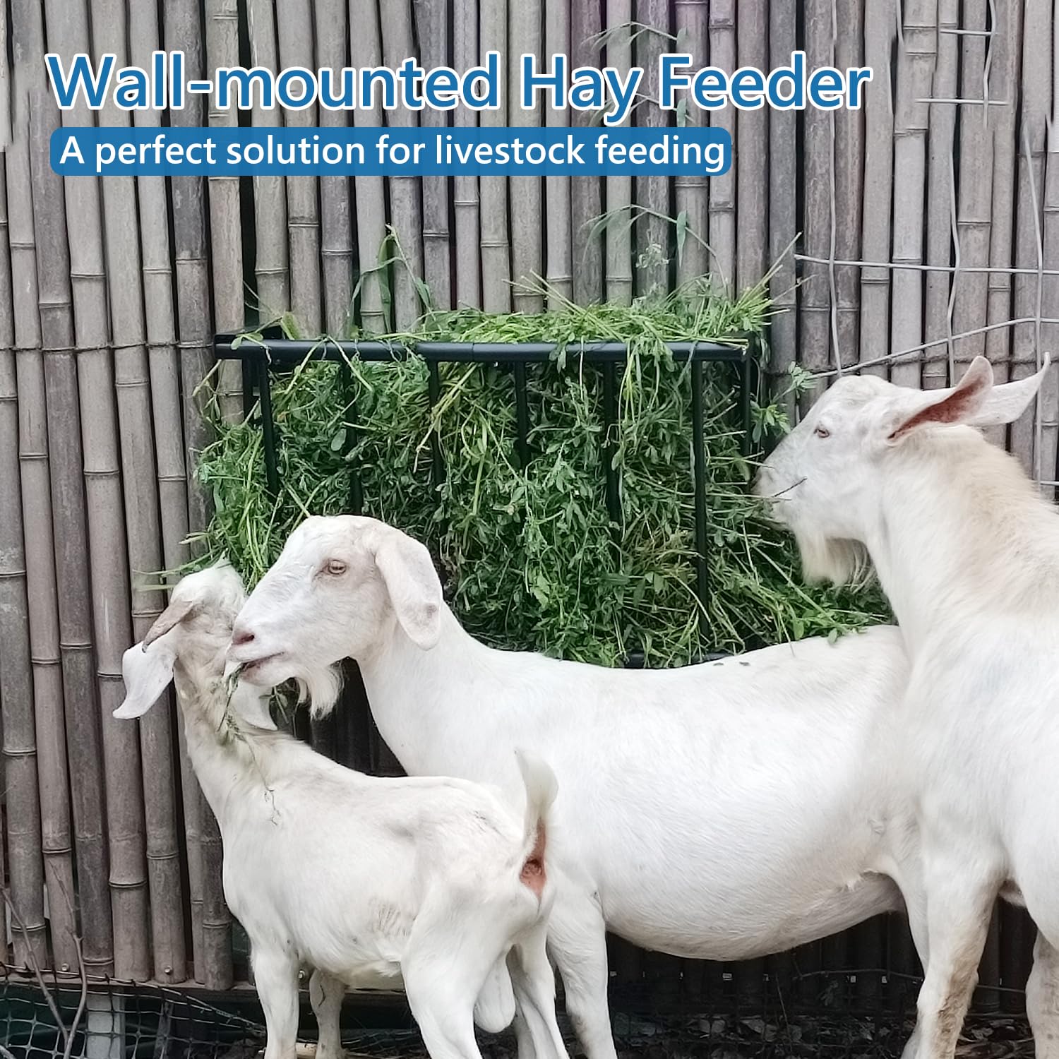 BUYYAH wall mount hay rack 40in side profile showing space-saving installation.