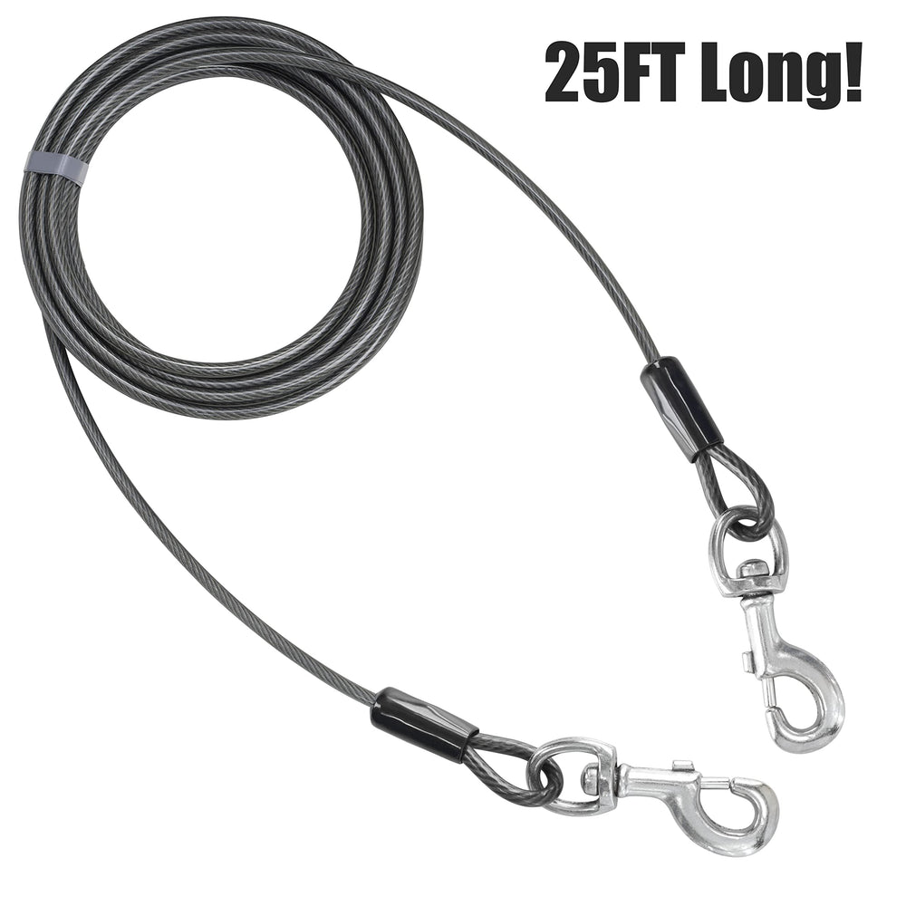 BV Dog Tie Out Cable anti-rusty vinyl cover protects hardware during outdoor use.