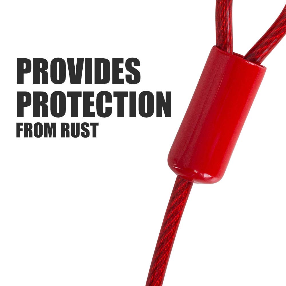BV dog tie out cable rust-resistant vinyl cover prevents corrosion in wet weather.