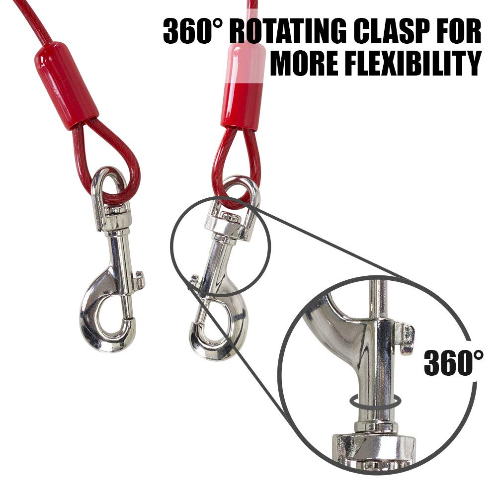 BV dog tie out cable 30ft length gives freedom without tangling headaches.