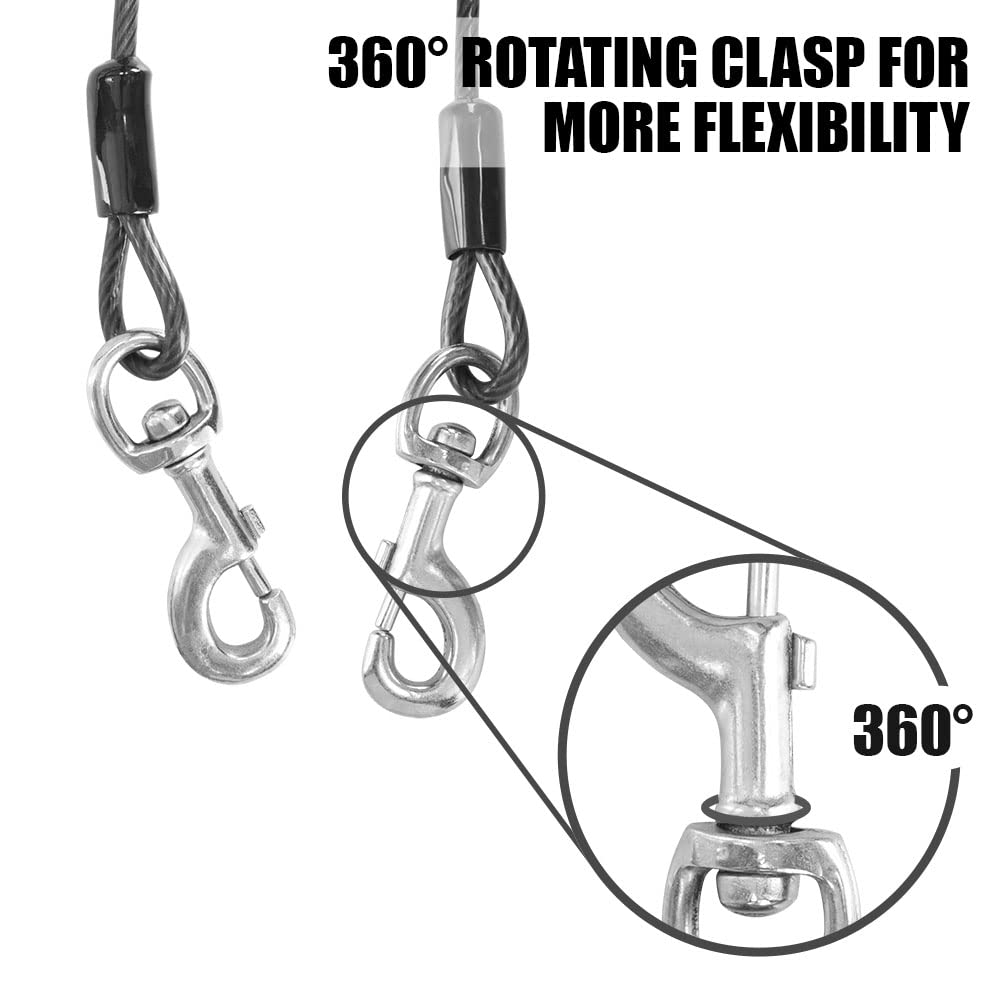 BV Dog Tie Out Cable supports dogs up to 250 pounds for sturdy containment.
