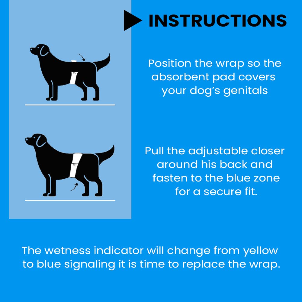 BV Dog Wraps Male Medium adjustable and secure for various shapes.