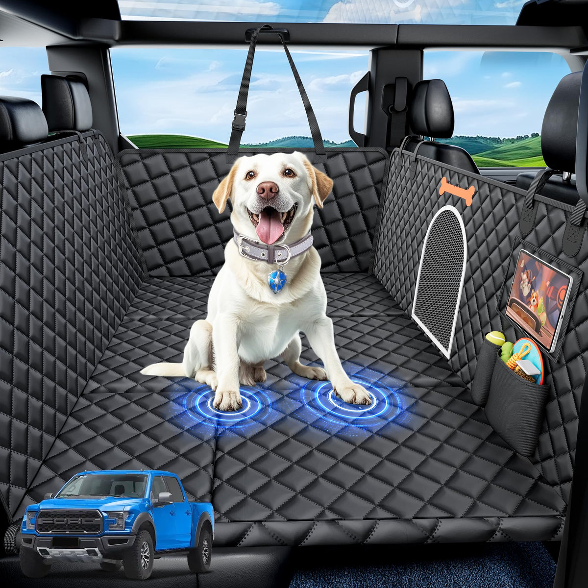 Bwakd XXL dog truck seat cover backseat extender for extra space and comfort