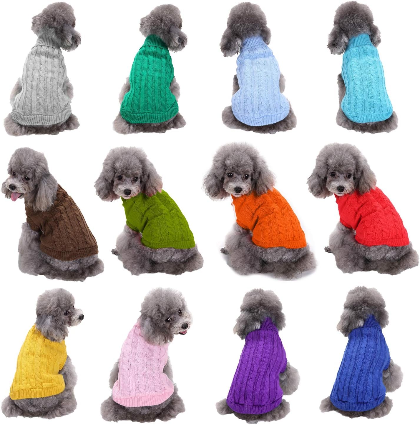 Bwealthest dog sweater multi-size colors display options for breeds.