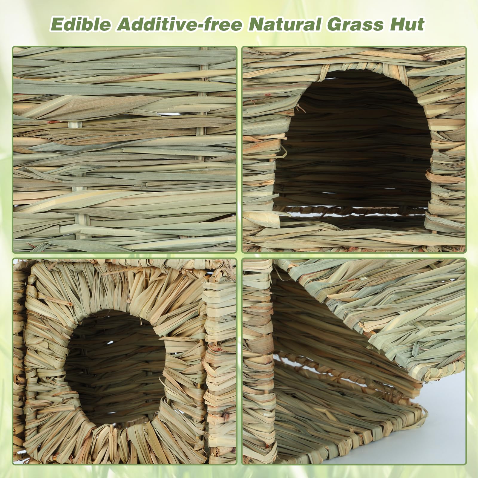 BWOGUE Bunny Grass House chew toy feature highlighting safe, chew-friendly material for dental wear.
