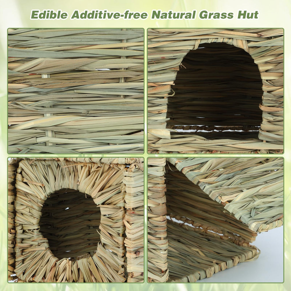 BWOGUE Bunny Grass House chew toy feature highlighting safe, chew-friendly material for dental wear.