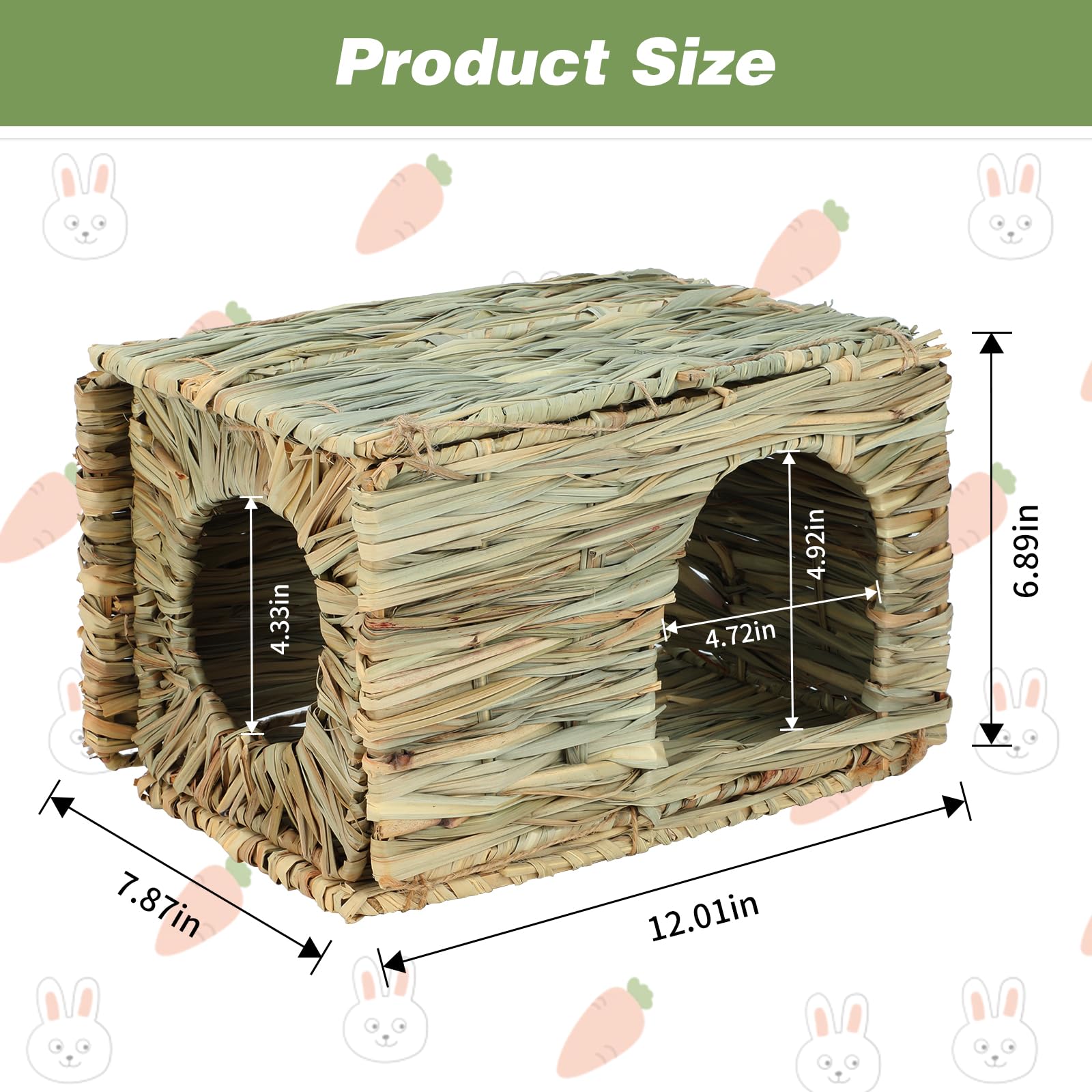 BWOGUE Bunny Grass House hand-woven seagrass emphasizes natural texture and safe chew area.